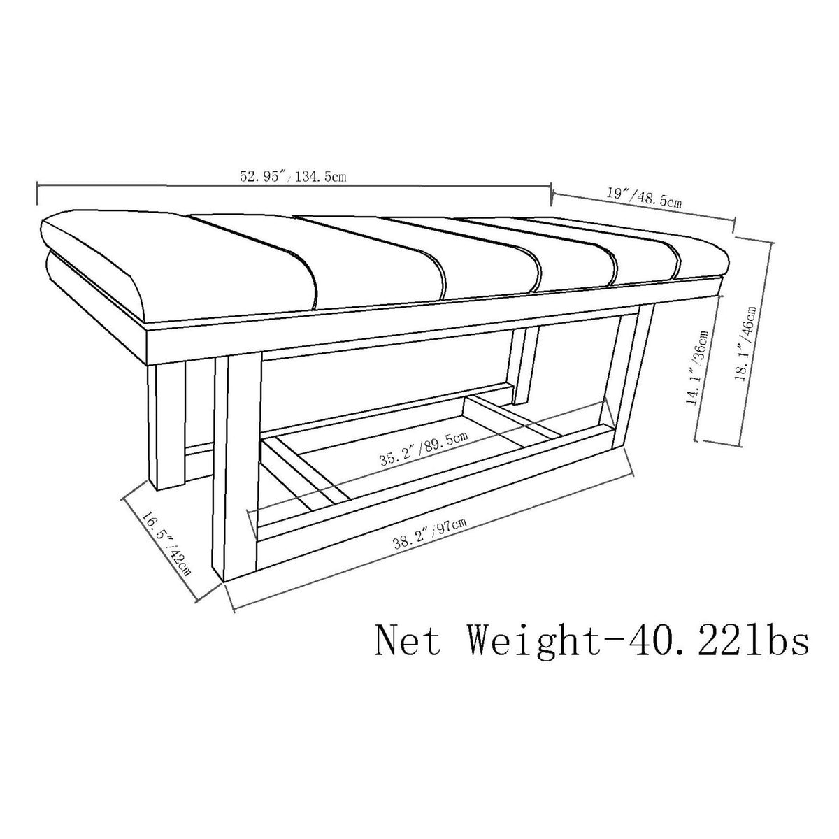 Stone Grey Ottoman Bench H3805
