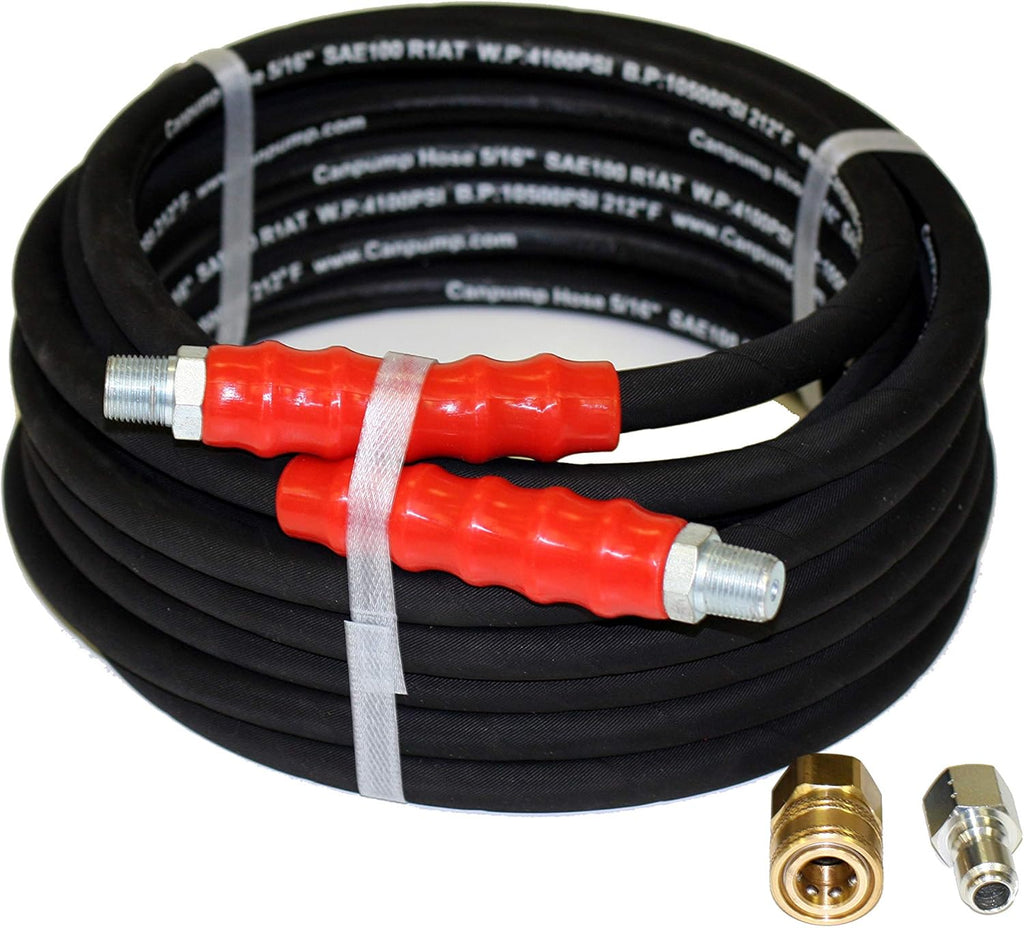 4000 PSI Black 5/16 x 50 FT Wire Braided Rubber Pressure Washer Hose J319111