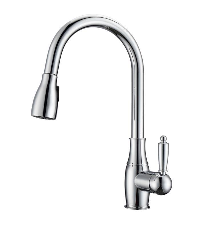 Brushed Nickel Kitchen Faucet Pull-Out Spray Metal Lever Handles T303