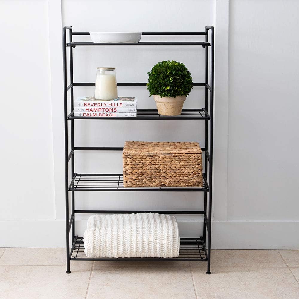 Black 4 Shelves Metal Bookcase A23825