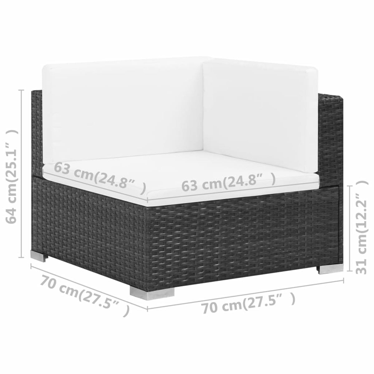 6 Piece White Cushioned Poly Rattan Patio Conversation Set F544