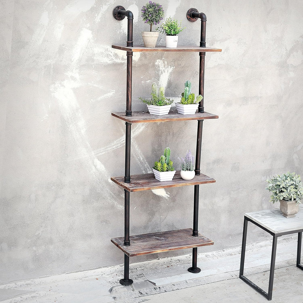 Brown Wood Wall-Mounted Shelves Bookcase Storage Rack B247