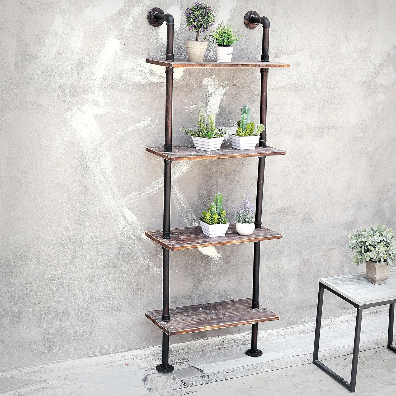 Brown Wood Wall-Mounted Shelves Bookcase Storage Rack B247