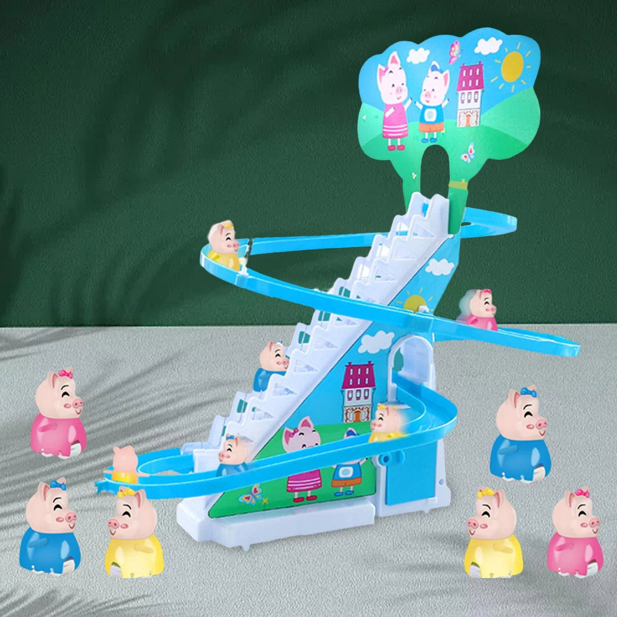 6 Pigs Electric Pig Climbing Stair Toy with LED Lights M192