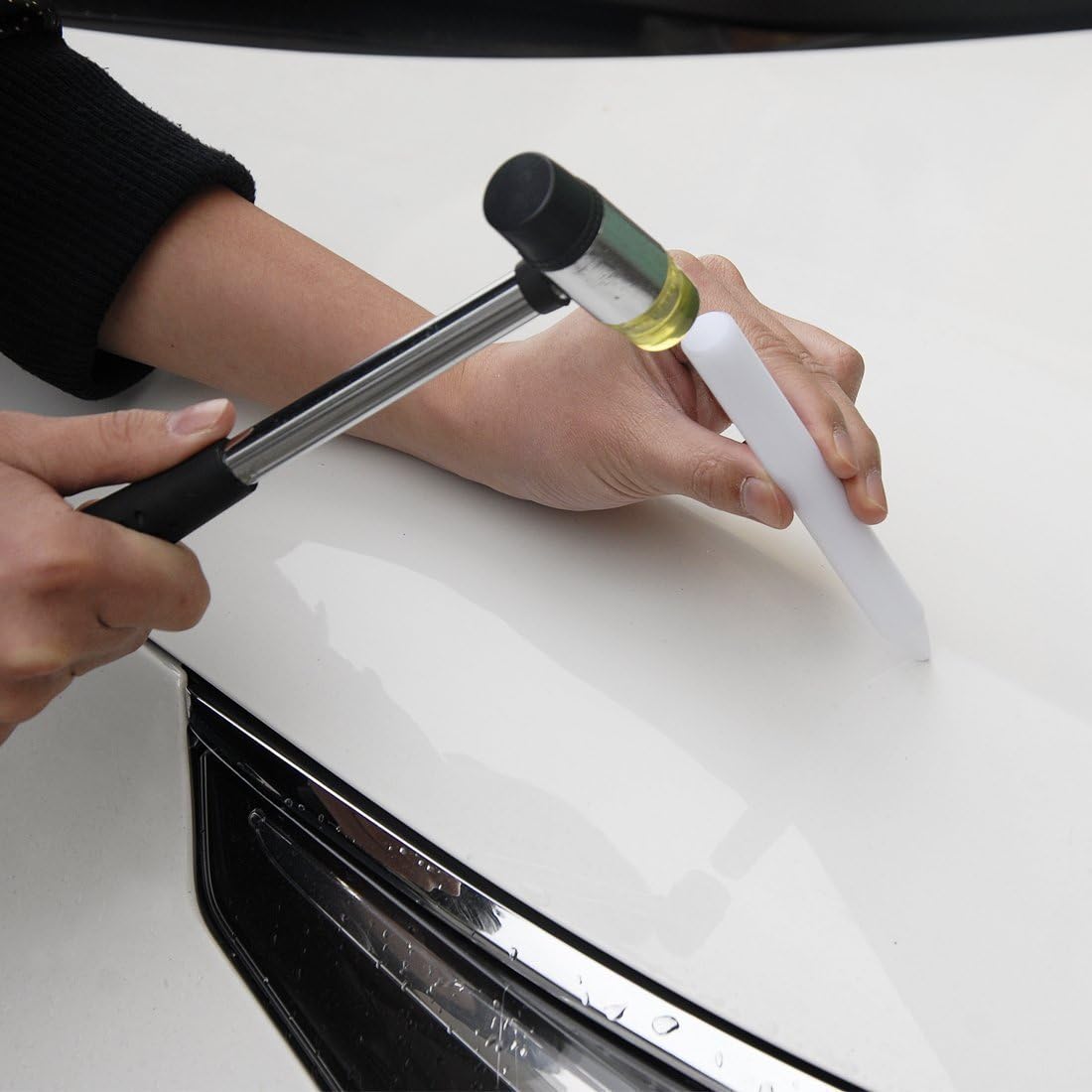 Paintless Dent Repair Kit 77PCS with Golden Dent Lifter, Slider Hammer, Bridge Dent Puller Kit S2507
