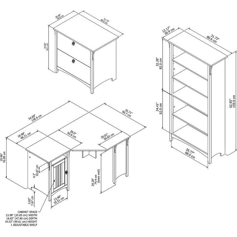 Corner Desk with Cabinet and 5 Shelf Bookcase T858165