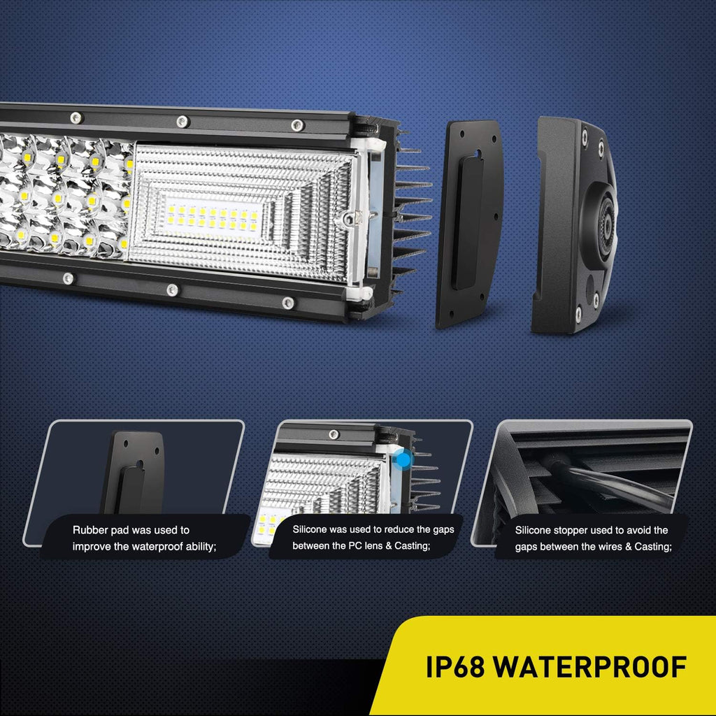 32Inch 378W Triple Row LED Light Bar Flood Spot Combo Pack of 2 H648