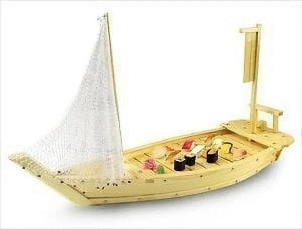 Wooden Sashimi Sushi Boat Plate Serving Tray With Fishing Net (48" (120cm)) L82145