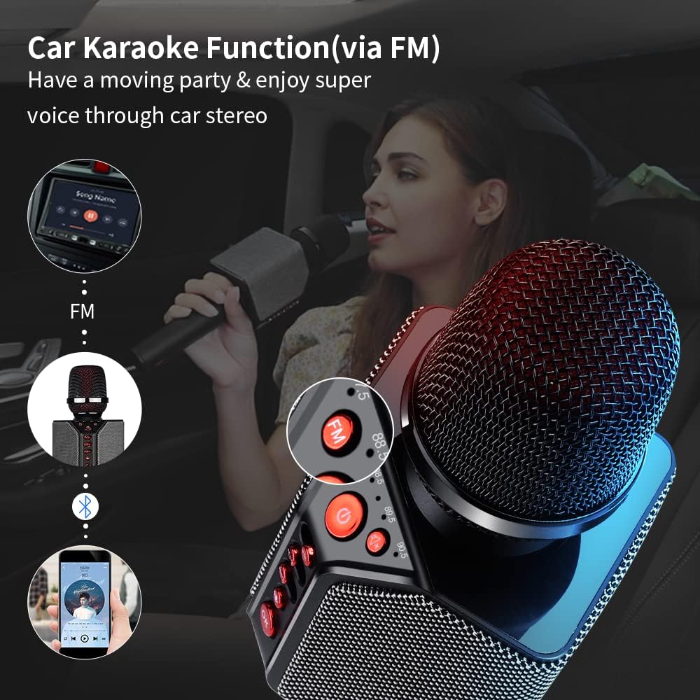 Wireless Bluetooth Karaoke Microphone, 3-in-1 Portable Handheld Mic Speaker, 8h Sing O94336