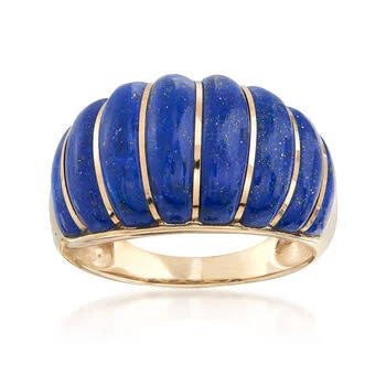 Carved Lapis Shrimp Ring in 14kt Yellow Gold. Size 7 O859240