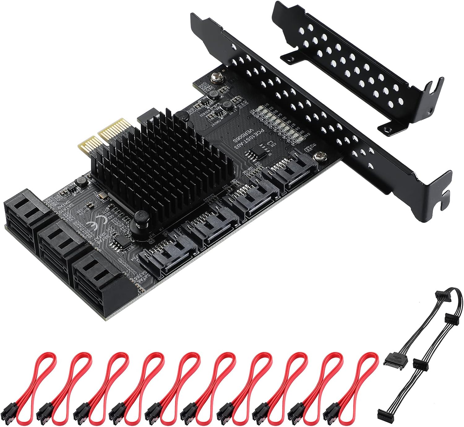 PCIe 6 SATA 4X Card with 6 SATA Cables and Low Profile Bracket E128269