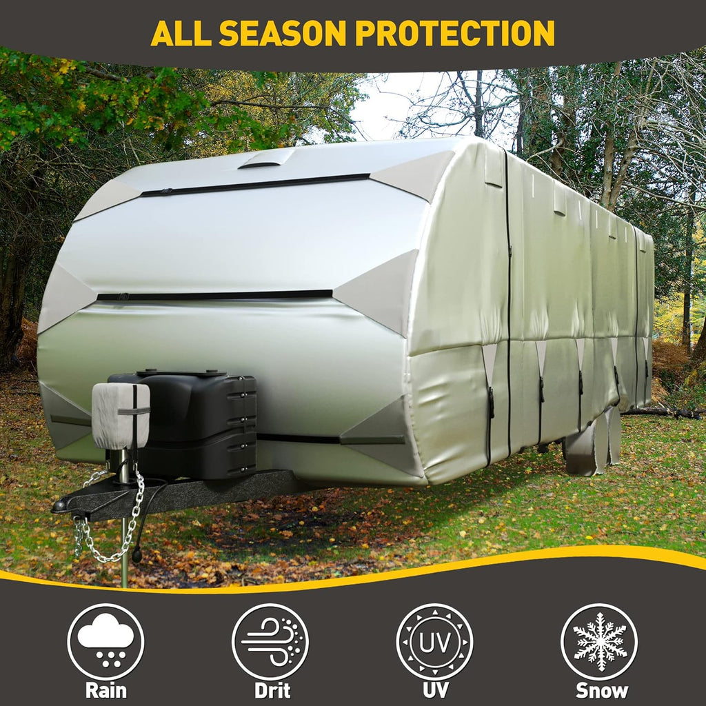 RV Trailer Cover 300D Waterproof Windproof Anti-UV for 24'-27' RV with Jack Cover A131011