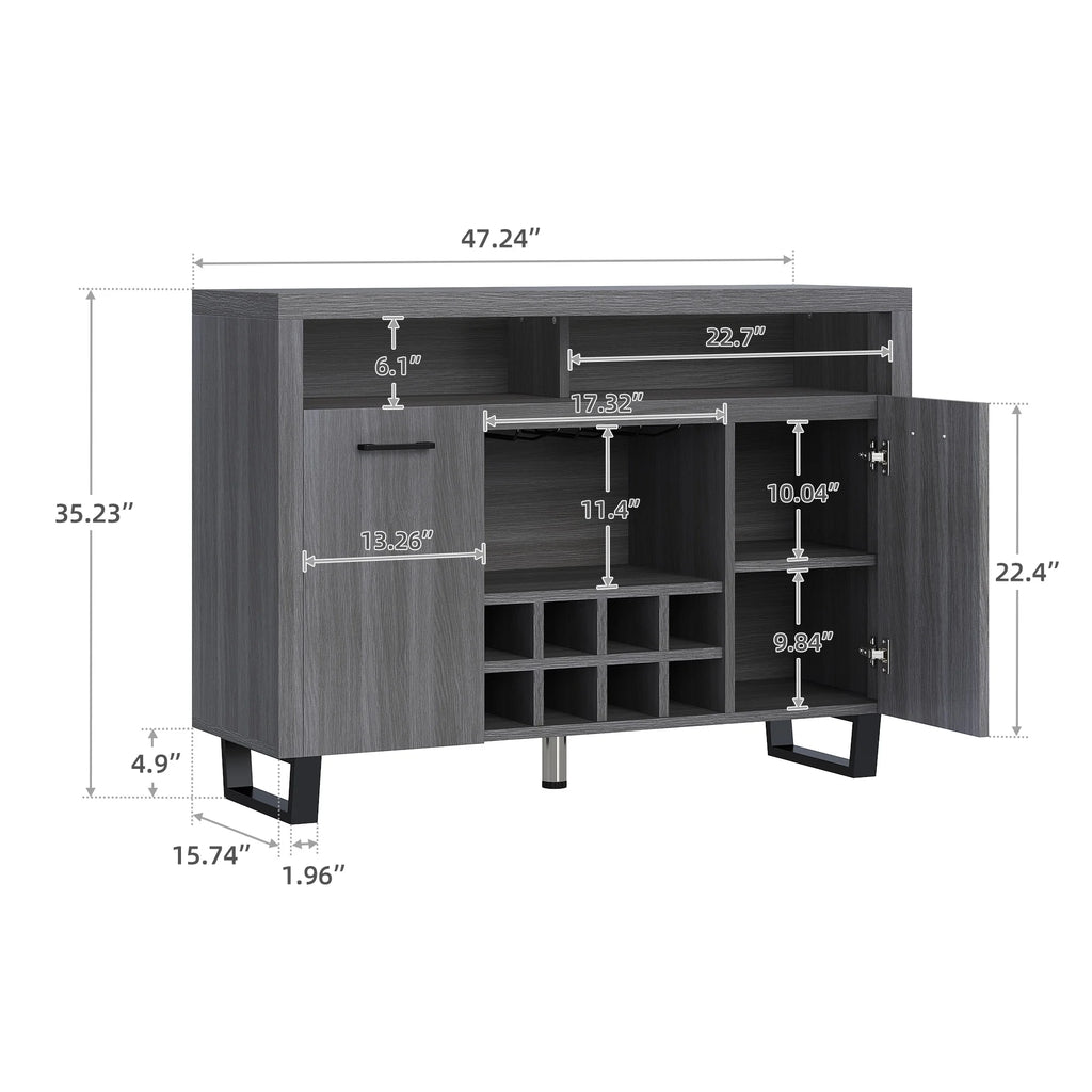 Dark Rustic Oak Sideboard Buffet Cabinet with Storage C668671