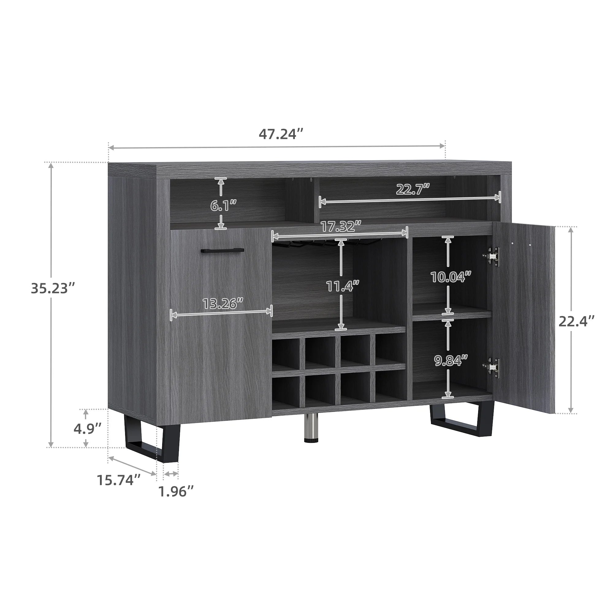 Dark Rustic Oak Sideboard Buffet Cabinet with Storage C668671