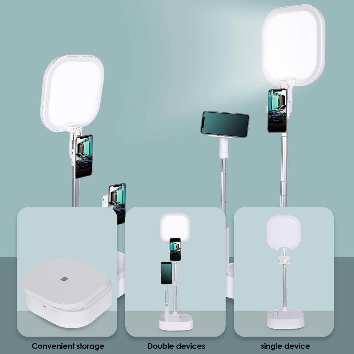 Rechargeable Wireless Foldable Phone Stand with LED Light, Pack of 2 L297