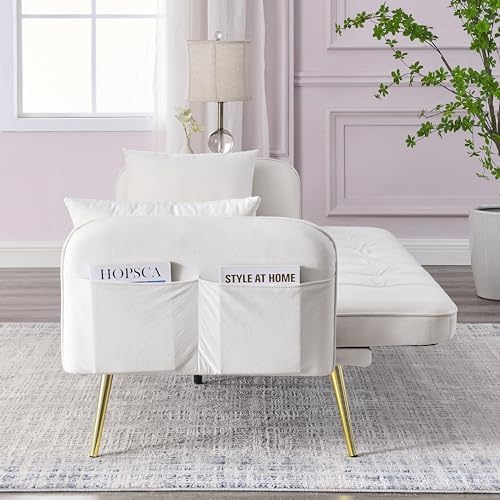 Black Linen Fabric Convertible Futon Sofa Bed with Adjustable Backrest and Metal Legs L475