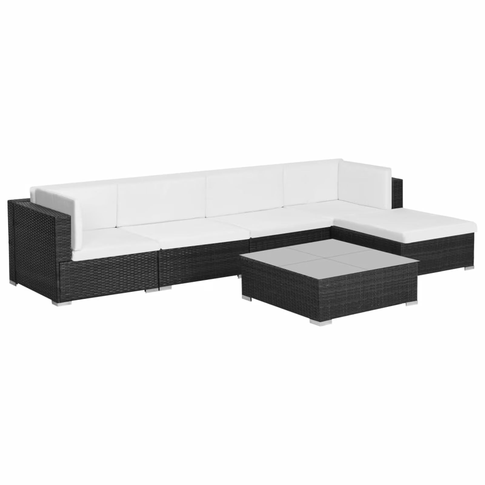6 Piece White Cushioned Poly Rattan Patio Conversation Set F544