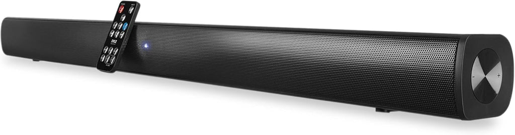 Pyle Wave Base Sound Bar with Bluetooth for TV Tabletop Digital Audio Speaker System with Remote Control, Inputs AUX, Optical in, USB - PSBV110B Y219330