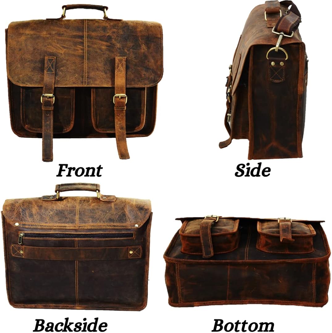 Leather Laptop Messenger Bag J3408