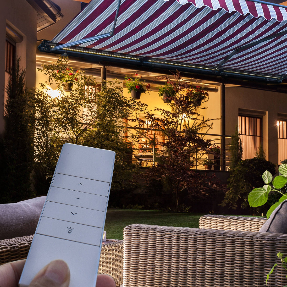 Motorized LED Half Cassette Retractable Awning 10 x 8 Feet, Sand S649