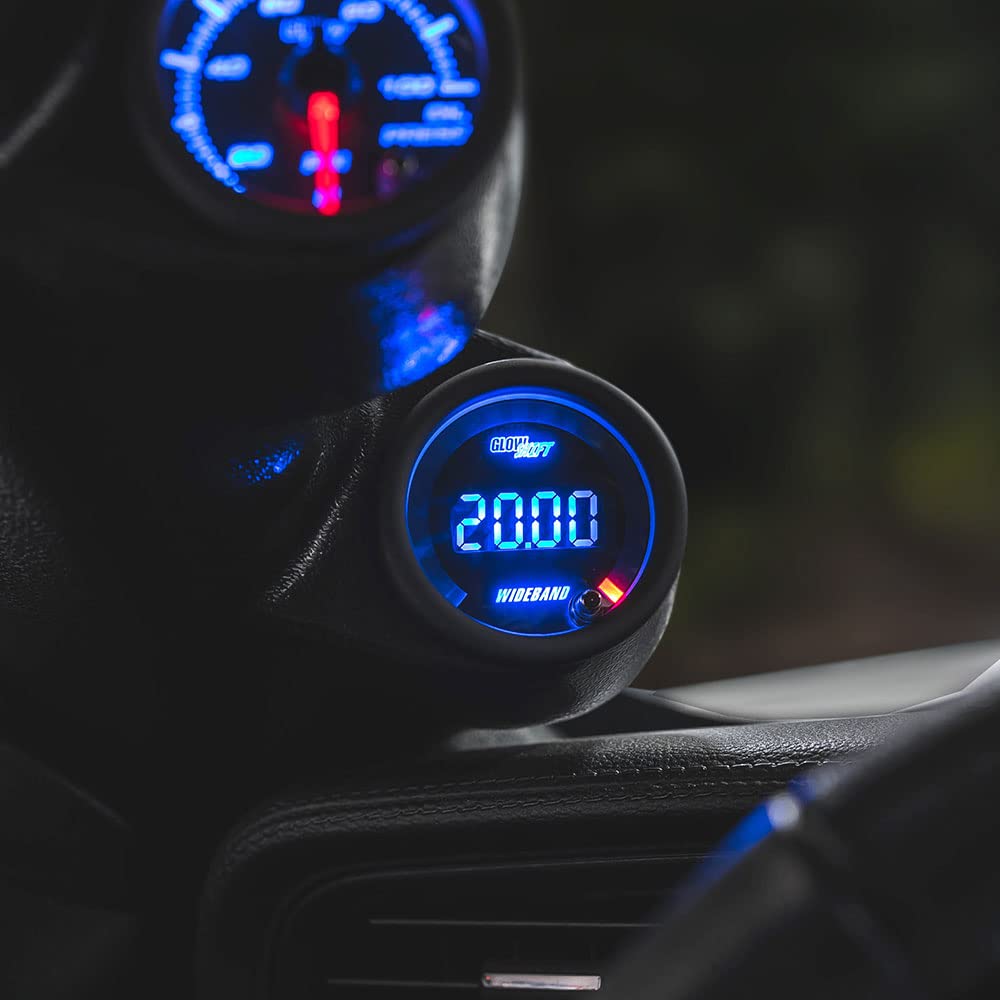 Black 7 Color Digital Wideband Air / Fuel Ratio AFR Gauge Kit with Oxygen Sensor T433