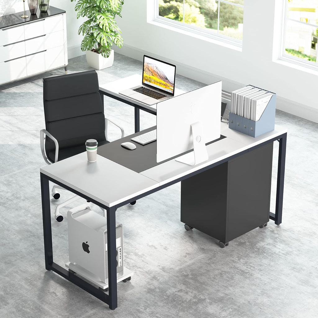 L-Shaped Computer Desk with File Cabinet, 3 Drawer Mobile Filing Cabinet W335