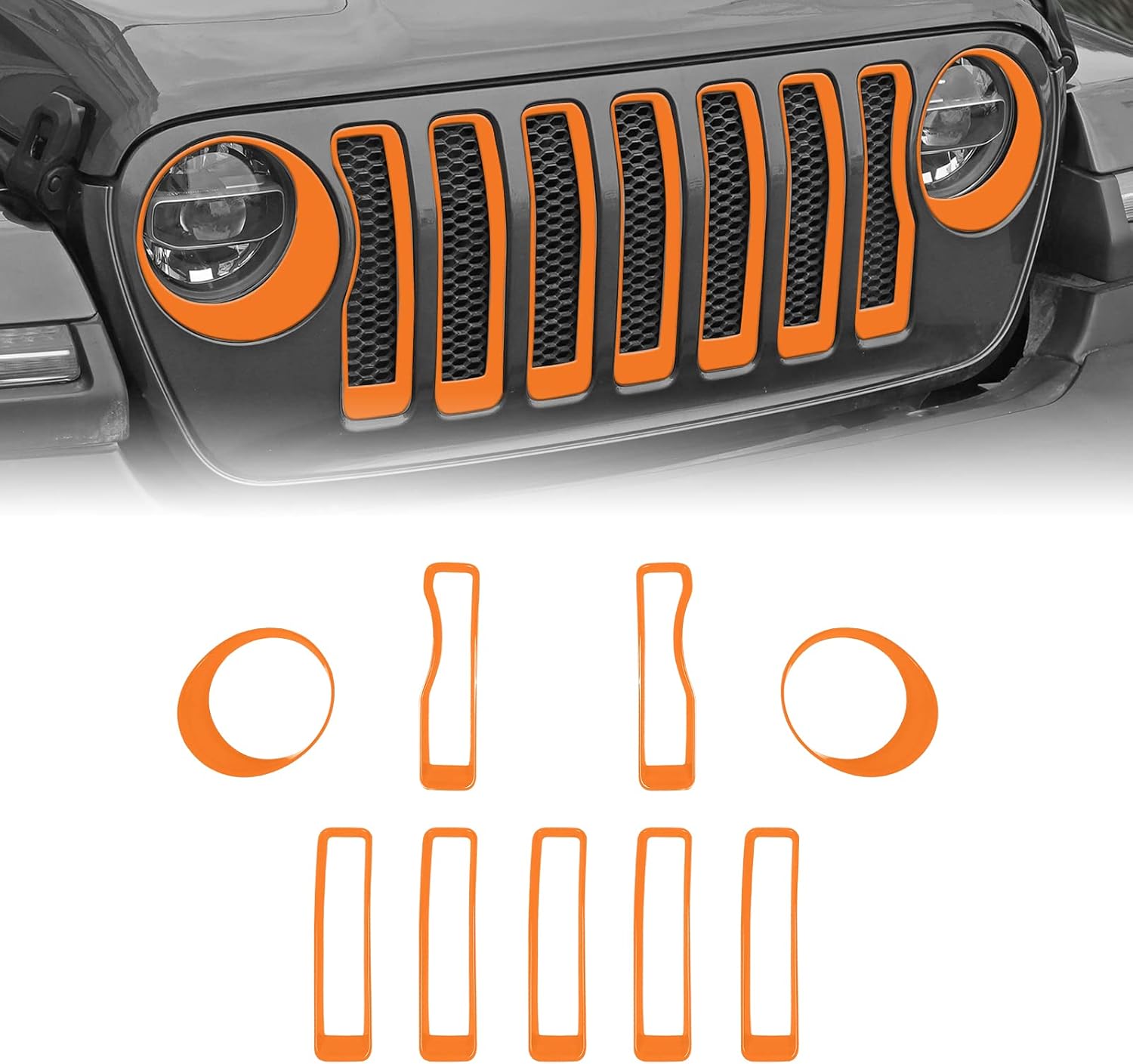 Matte Black Mesh Grille Insert and Headlight Turn Light Cover Trim Pack of 2 S818