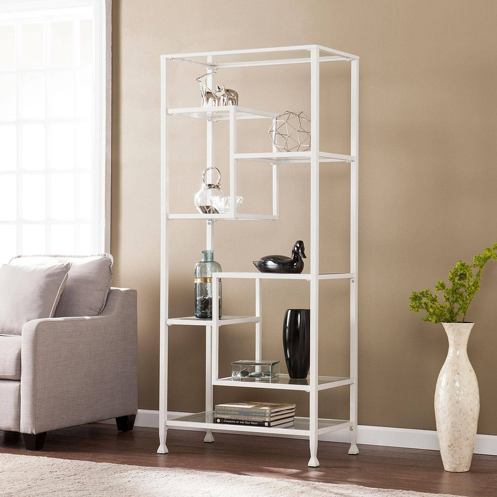 White Asymmetrical Bookcase Q948547