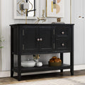 Black Solid Wood Console Table with 2 Drawers E4155