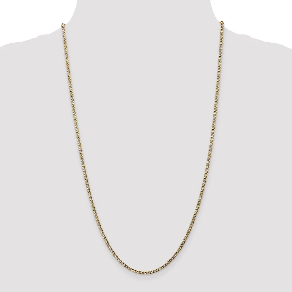 14k Gold 2.5mm Semi Solid Curb Chain Necklace 26 Inch U353102