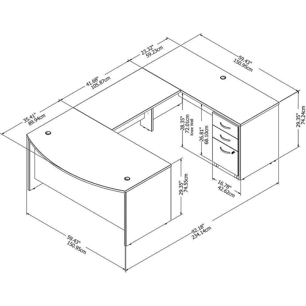 Sand Oak U Shaped Desk with Mobile File Cabinet I232159