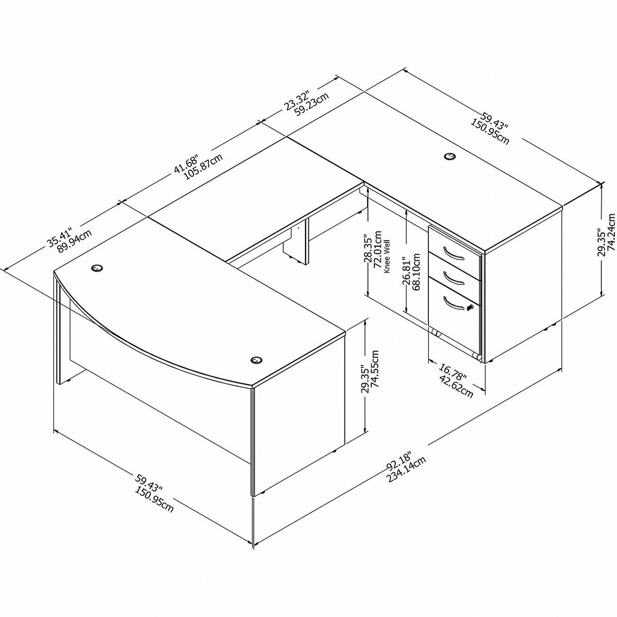 Sand Oak U Shaped Desk with Mobile File Cabinet I232159