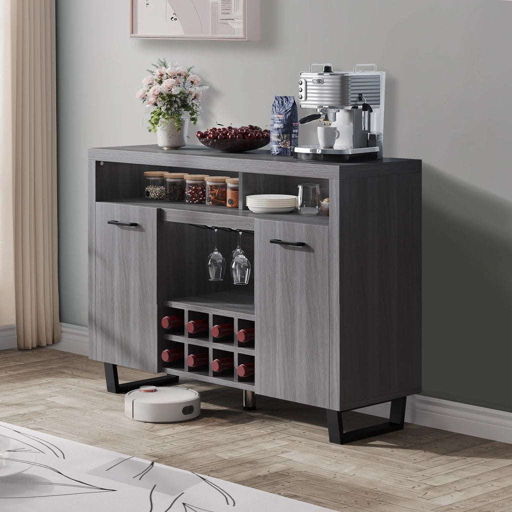 Dark Rustic Oak Sideboard Buffet Cabinet with Storage C668671