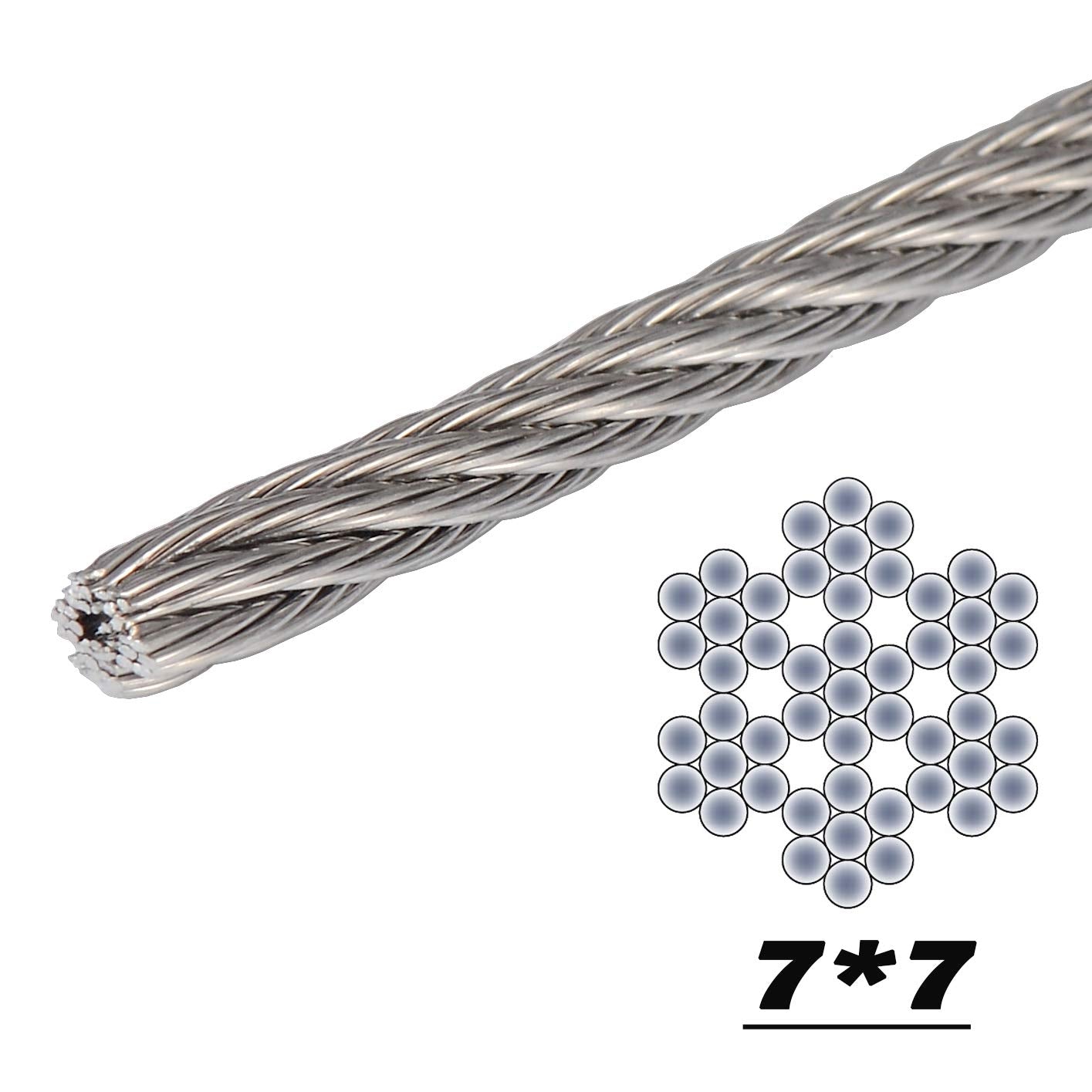 1/8 inch T316 Stainless Steel Wire Rope for Cable Railing, Marine Grade, 500FT, Pack of 2 M4624