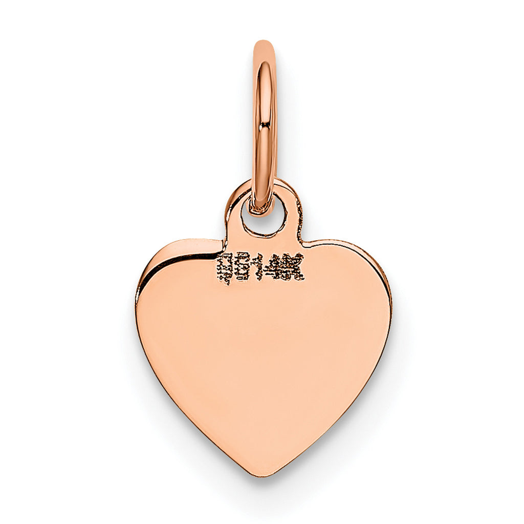14K Rose Gold Heart Shaped Disc Pendant Charm H96803