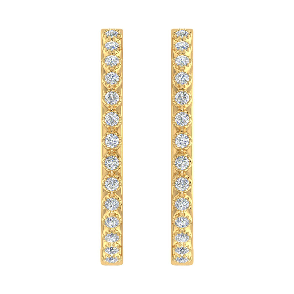 10K Yellow Gold Diamond Hoop Earrings V80543