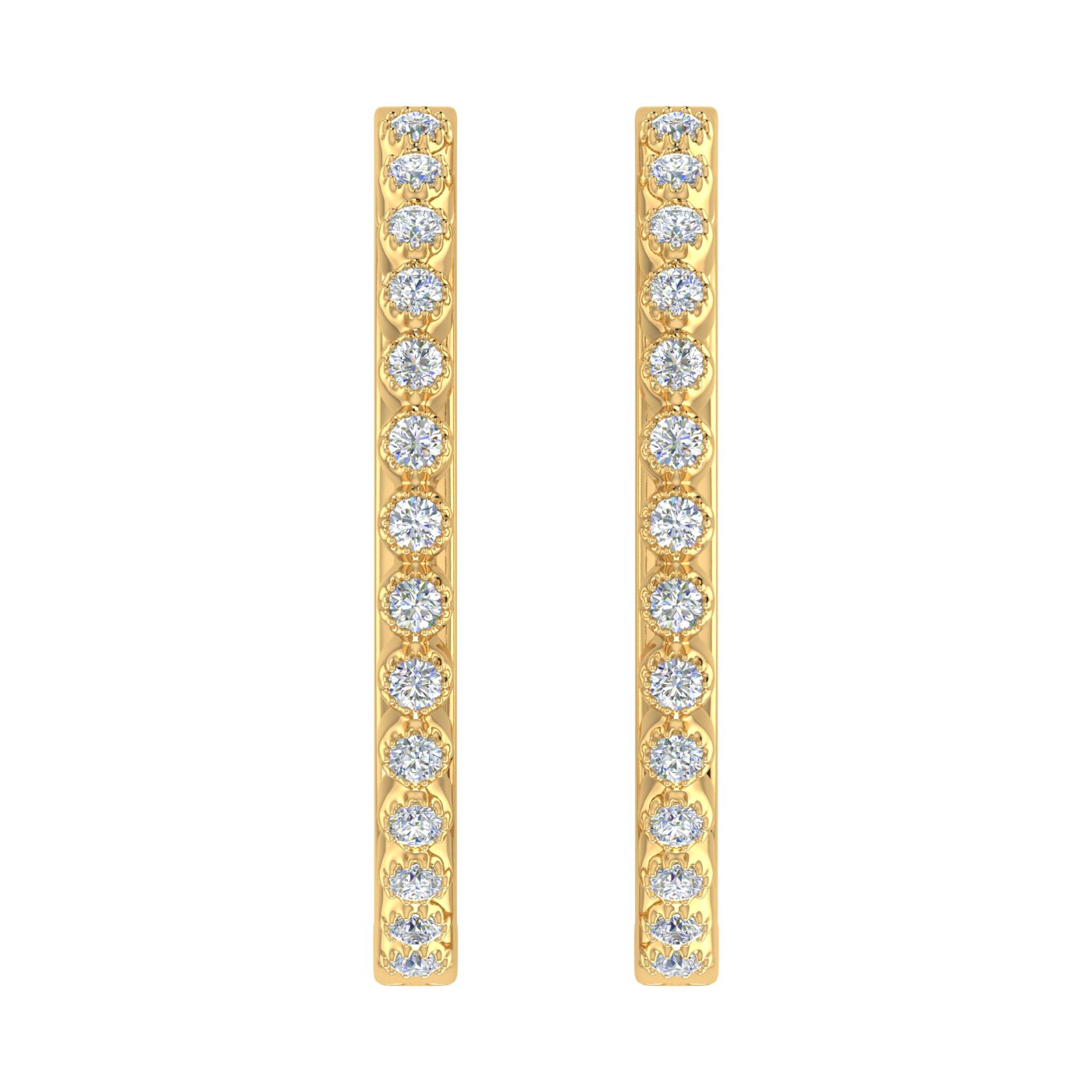 10K Yellow Gold Diamond Hoop Earrings V80543