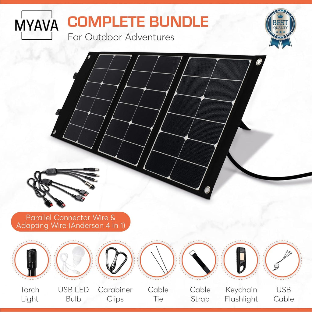 120W Monocrystalline Foldable Solar Panel with USB Ports, 18V DC Output G898