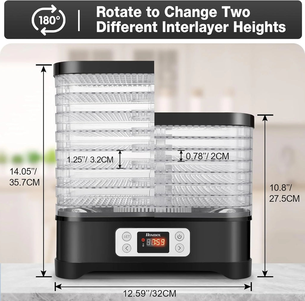 400W 8 Trays Food Dehydrator with Digital Timer and Temperature Control Y71829