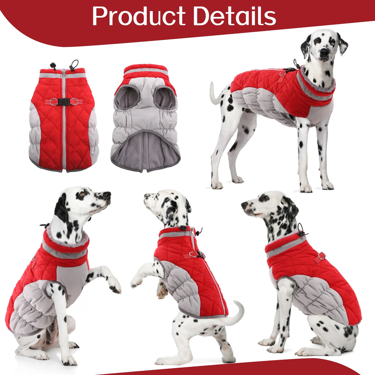 Red Reflective Dog Winter Coat P180