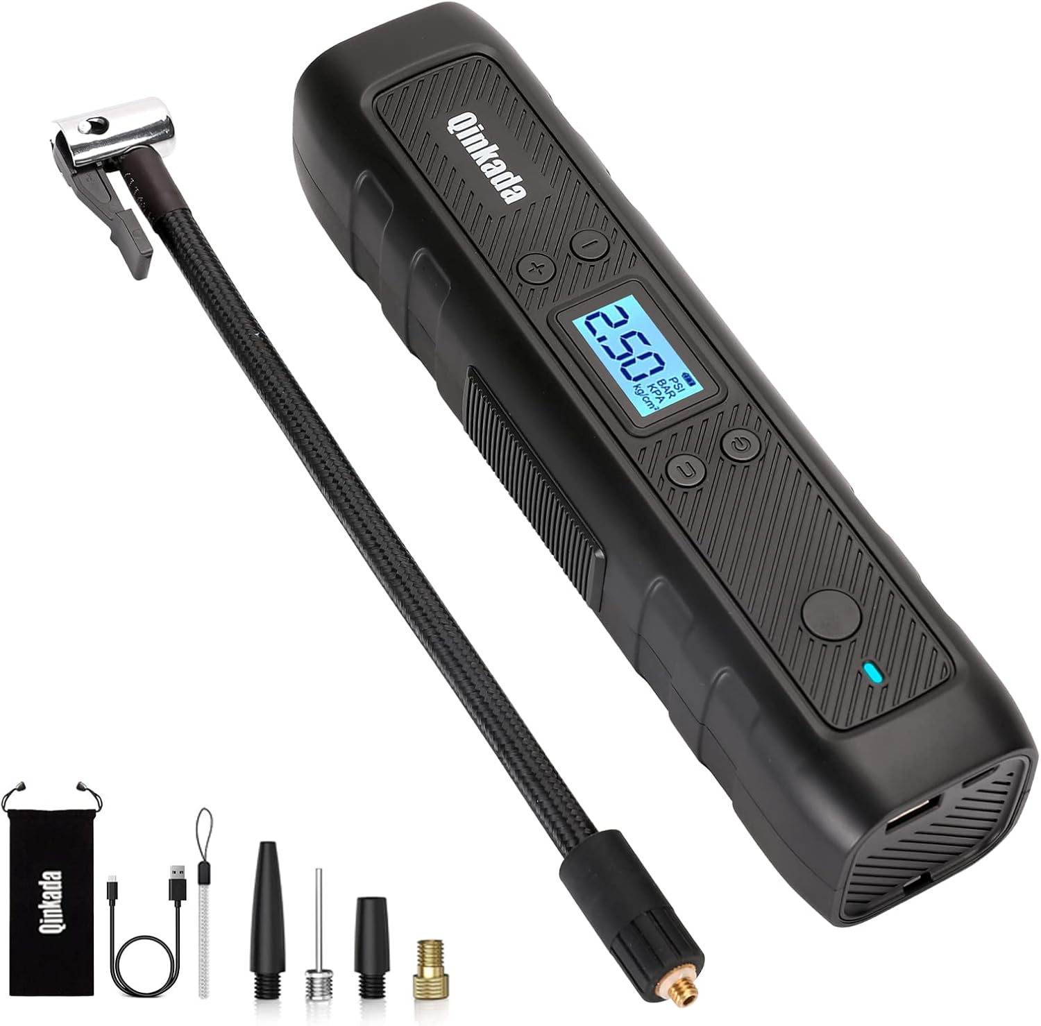 Portable Tire Inflator Air Compressor Pump 4500mAh Rechargeable Li-ion Battery with LED Light M94969