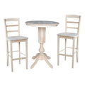 30x22 Round Pedestal Bar Height Table with 2 Bar Height Stools Z250445
