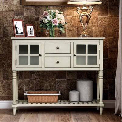 Farmhouse Wood/Glass Buffet Storage Cabinet Sideboard Console Table F6536