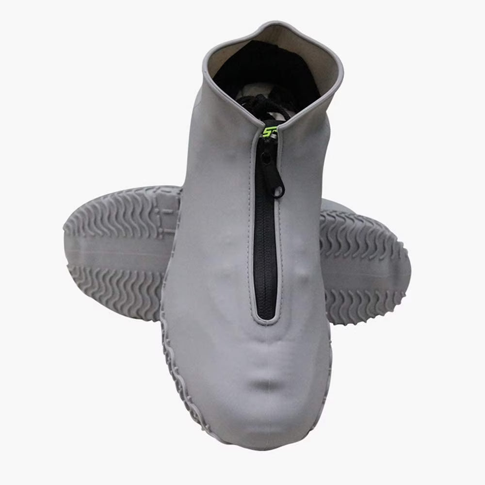 Gray Waterproof Reusable Rain Shoe Covers with Zipper M814