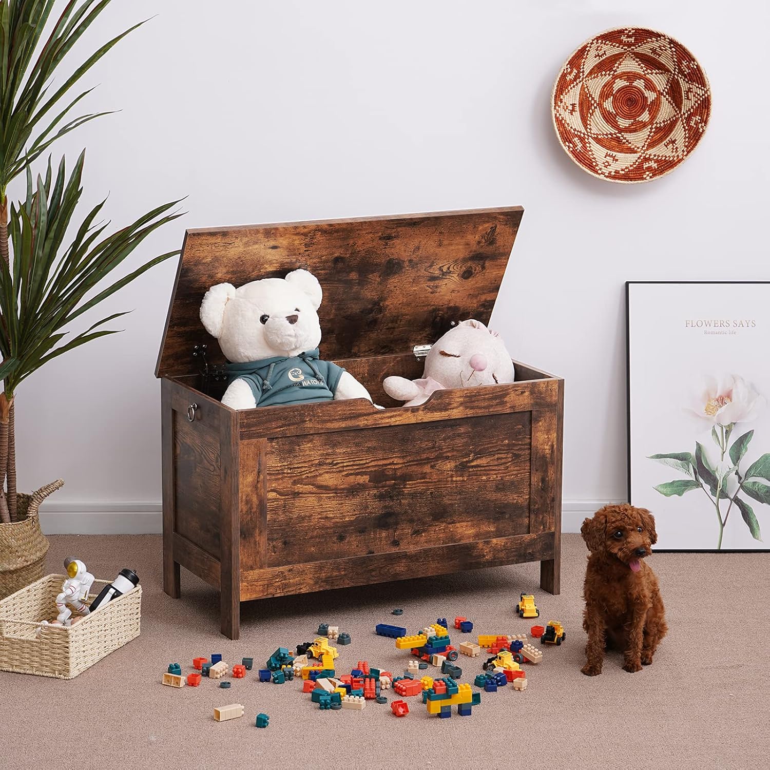 Rustic Brown Lift Top Storage Chest D44716