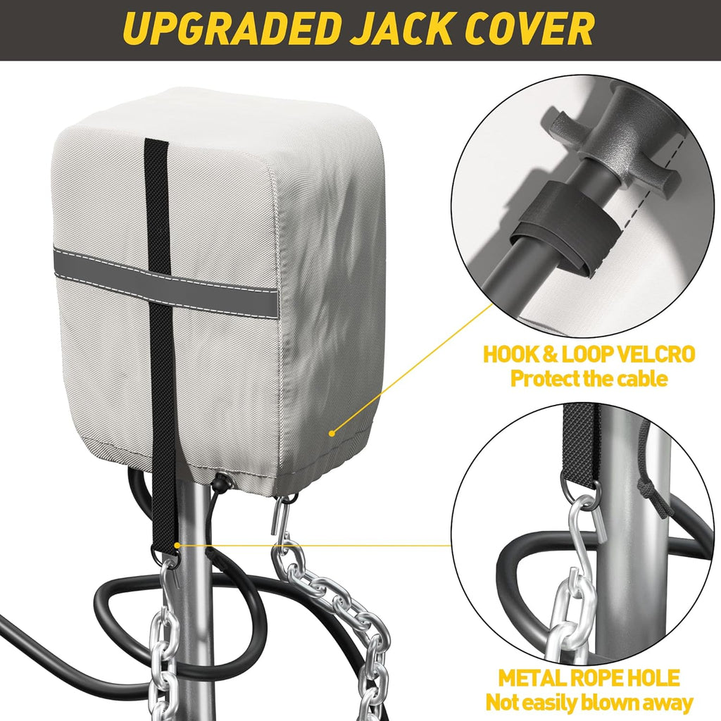 RV Trailer Cover 300D Waterproof Windproof Anti-UV for 24'-27' RV with Jack Cover A131011