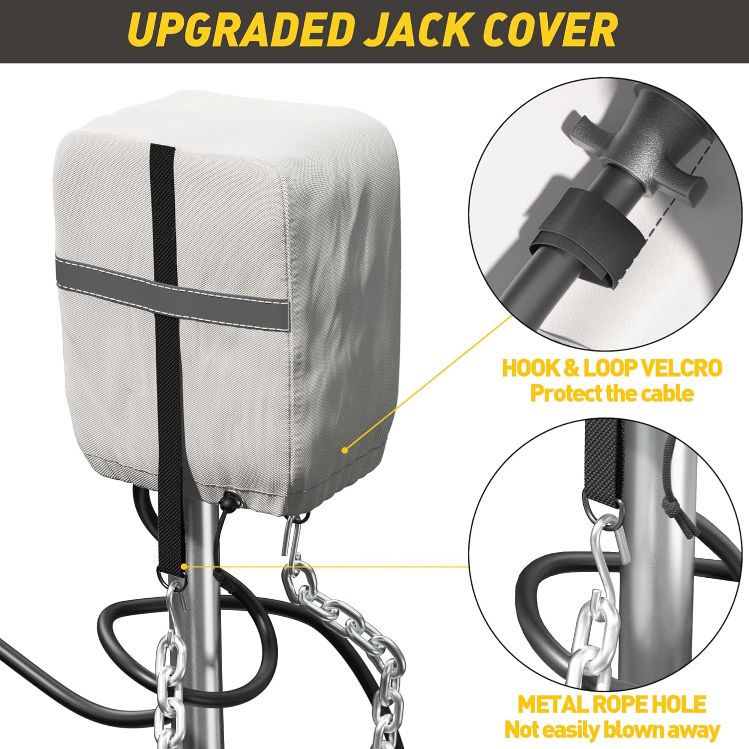 RV Trailer Cover 300D Waterproof Windproof Anti-UV for 24'-27' RV with Jack Cover A131011