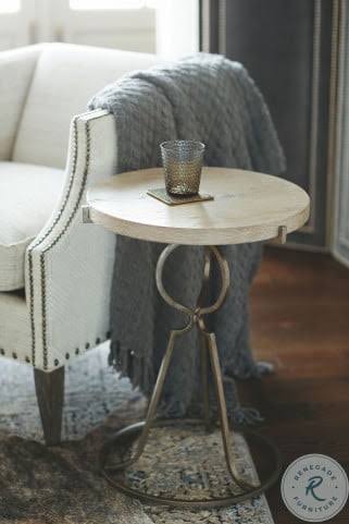 Rustic Patina Sand Round End Table E1559