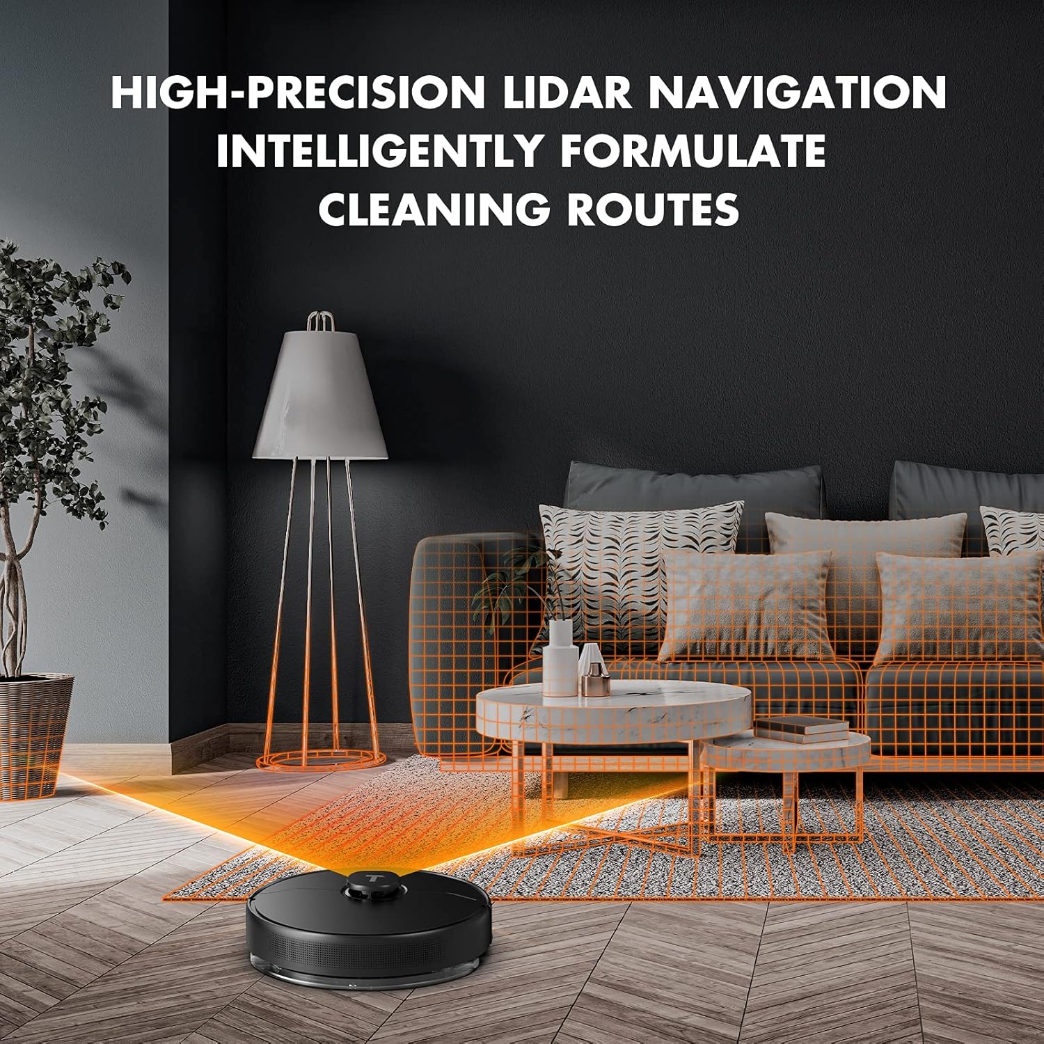 Robot Vacuum and Mop 2-in-1 with Lidar Navigation, 2000Pa Suction, Black H632687