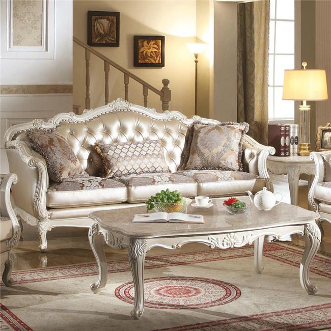 Rose Gold Pearl White Sofa with 3 Pillows V866